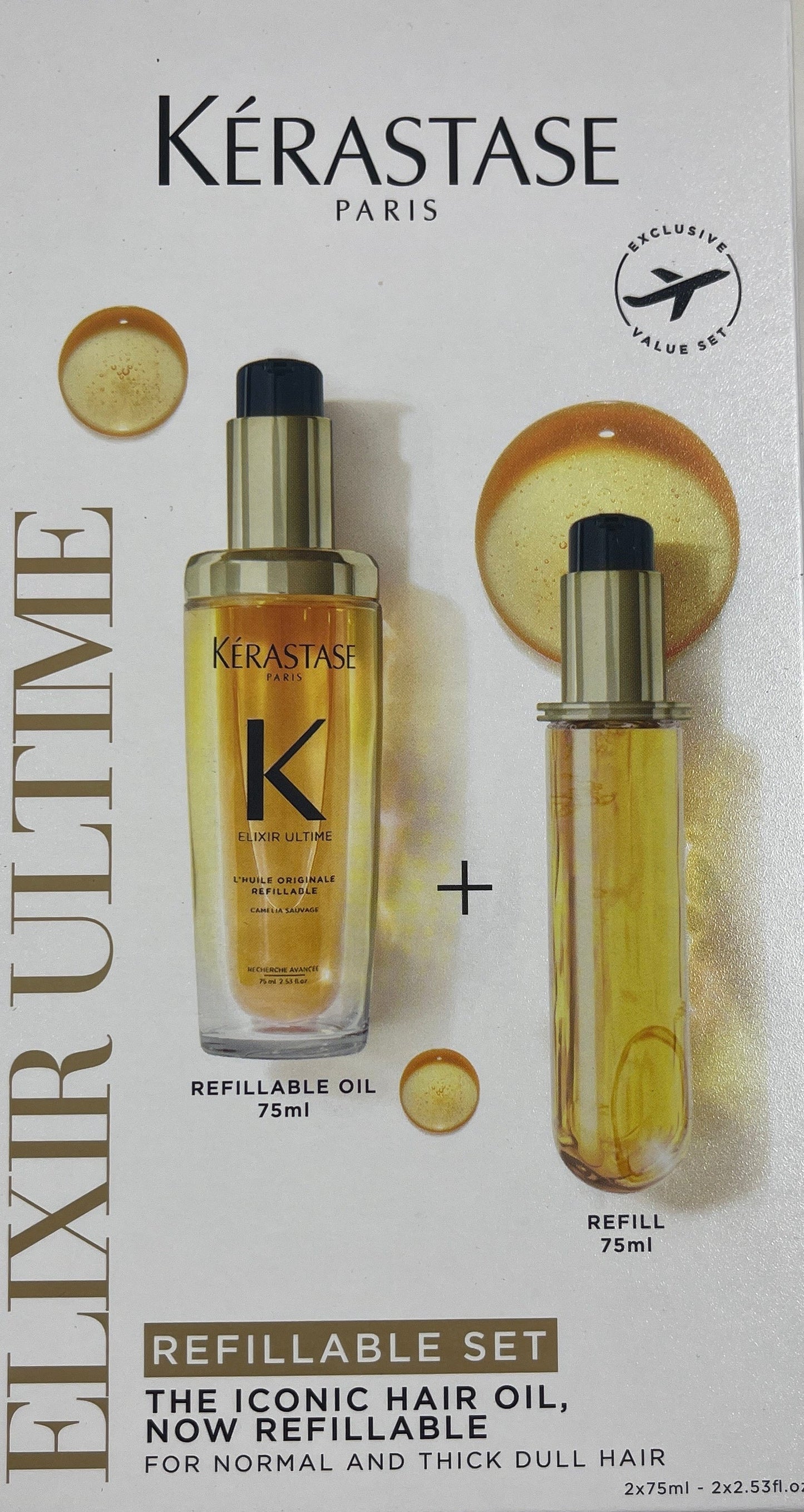 Kerastase Elixir Ultime L'Huile Originale 75ml + 75ml Refill Travel Retail Set