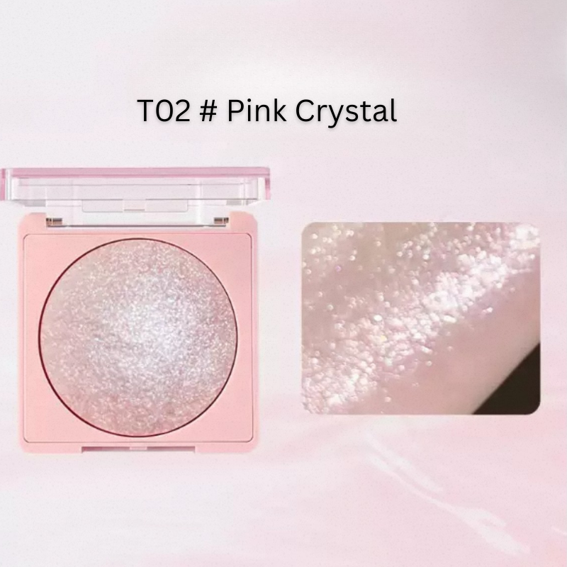 GELLAS Highlighter & Contour Palette | Fine Glitter | T02 # Pink Crystal