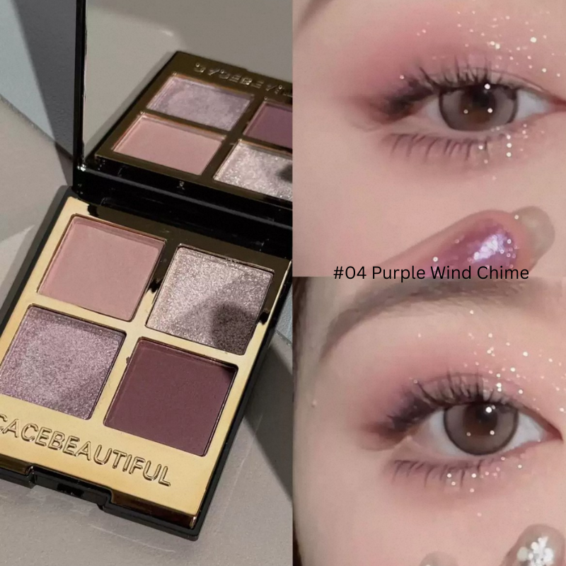 CACE Black Gold 4 Colour EyeshadowMakeup #04 Purple Wind Chime