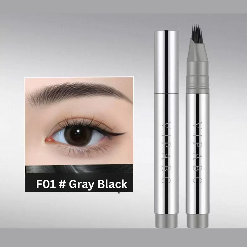 VIPABC Waterproof Eyebrown Pencil with Multi Fork Brush Head F01 # Gray Black