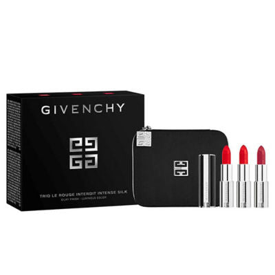 Givenchy Le Rouge Interdit Intense Silk Set.: Lipstick N° 306 + Lipstick N° 333 + Lipstick N° 227 + Pouch