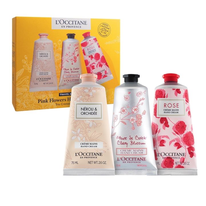 L'Occitane en Provence Pink Flowers Collection Pink Flowers Hand Cream Trio (Rose Hand Cream 75ml/Cherry Blossom Soft Hand Cream 75ml/Neroli & Orchid Hand Cream 75ml) - Premium Lotion & Moisturizer from L'Occitane - Just $99.99! Shop now at Beauty Boss Aus