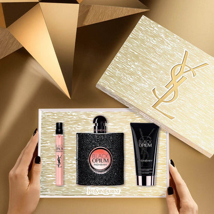 Yves Saint Laurent Black Opium Eau De Parfum 3pc Giftset ( 90ml EDP 10ml EDP 50ml Body Lotion)