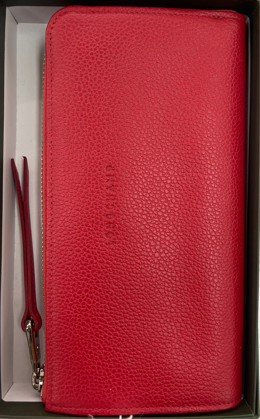 LONGCHAMP LC LE FOULONNE ZIP AROUND WALLET RED ORANGE L3418021517     EAN 2071620897194