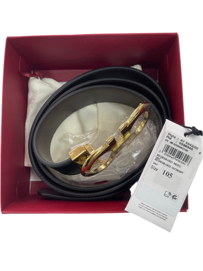 Ferragamo Belt 105cm NERO CALF HICKORY CALF (Gold buckle light black + brown)