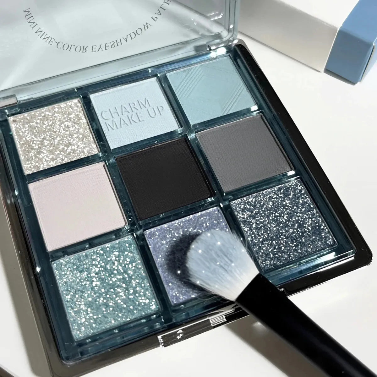 DIKALU Colorist Blue Mini 9 Colour Eyeshadow Palette Comprehensive Makeup Tray 7g