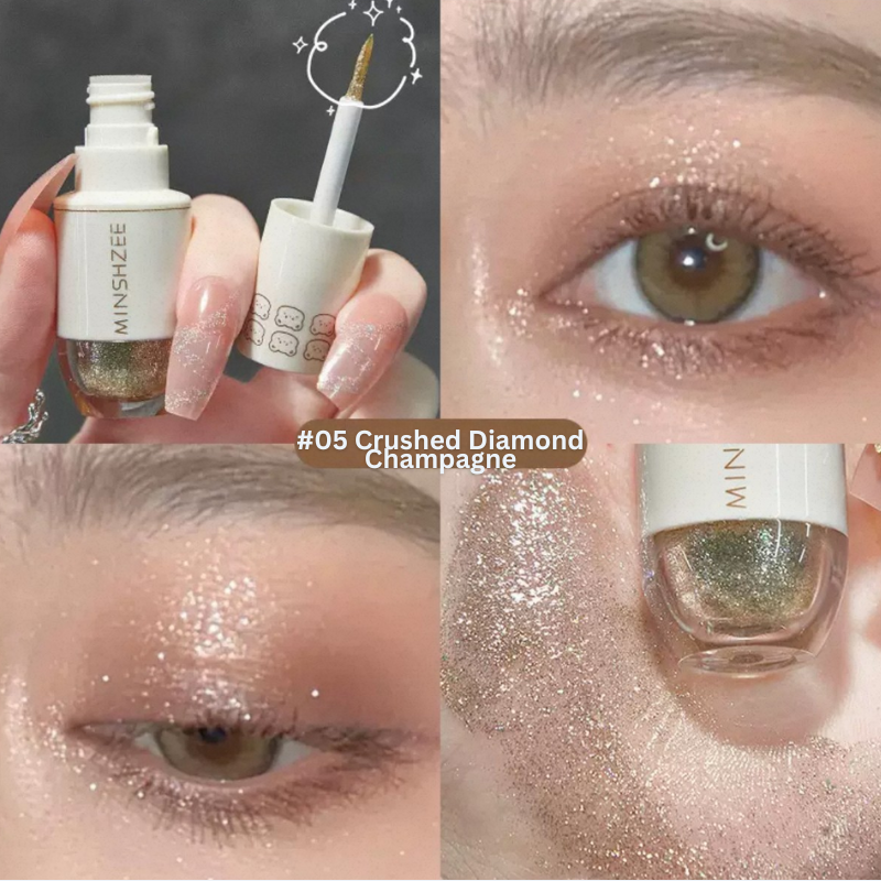 MINSHZEE Liquid Pearl Eyeshadow with Shimmer & Glitter #05 Crushed Diamond Champagne