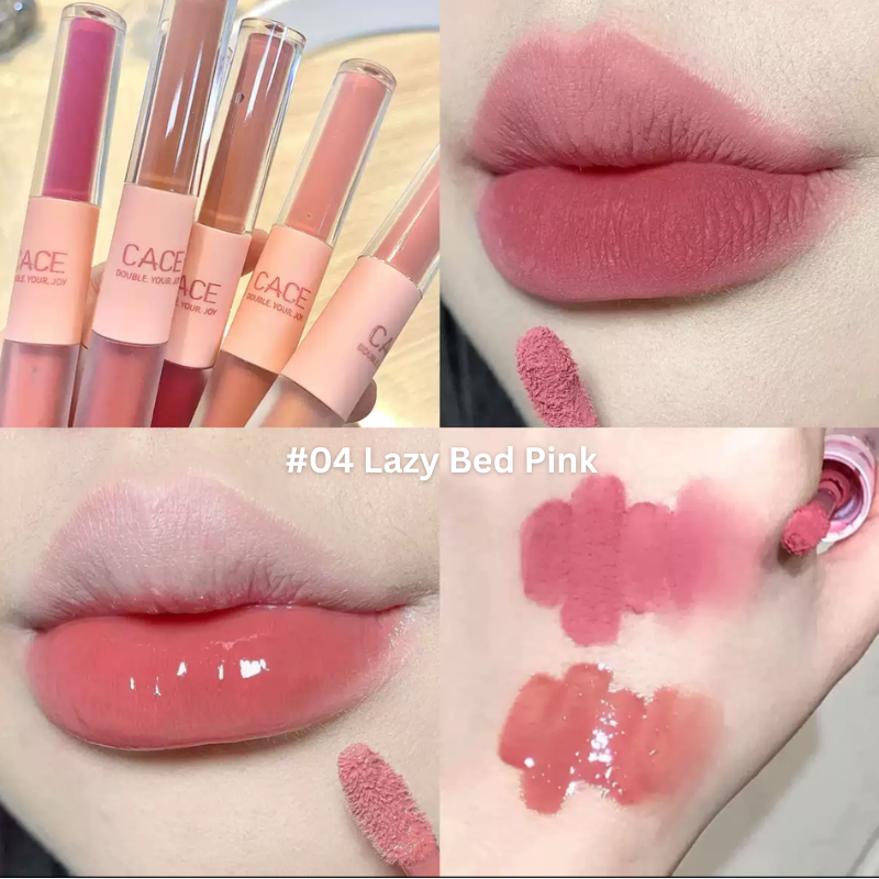 CACE Double Head Matte & Gloss Lipstick #04 Lazy Bed Pink