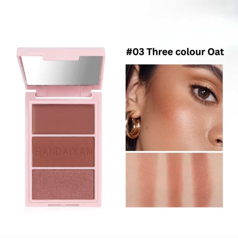HANDAIYAN 2 in 1 Blush Highlighter & Eyeshadow #03 Three colour Oat