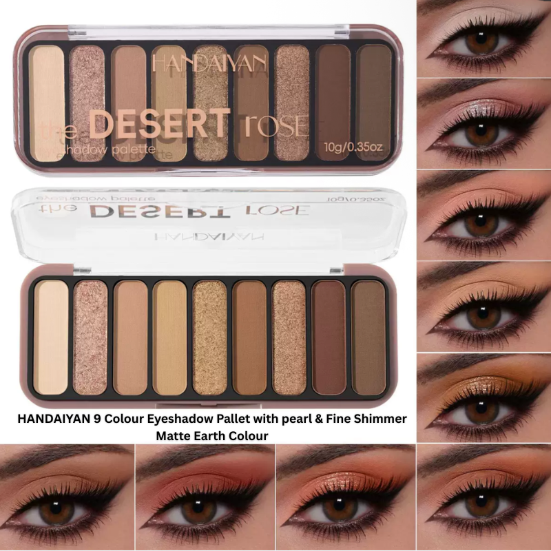 HANDAIYAN 9 Colour Eyeshadow Pallet with pearl & Fine Shimmer Matte Earth Colour