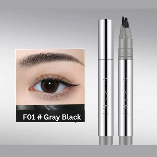 VIPABC Waterproof Eyebrown Pencil with Multi Fork Brush Head F01 # Gray Black